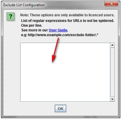 the exclusion of variables for scanning Screaming Frog